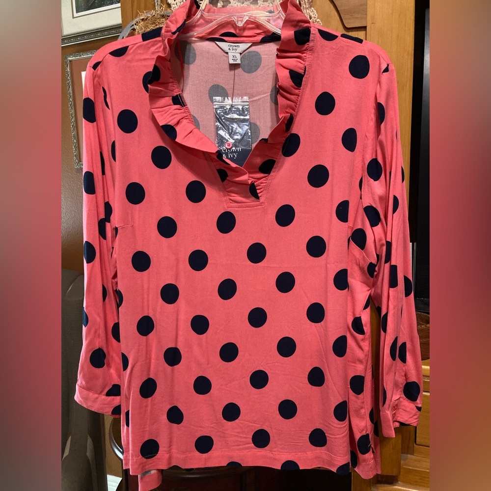 Crown and Ivy polka dot top